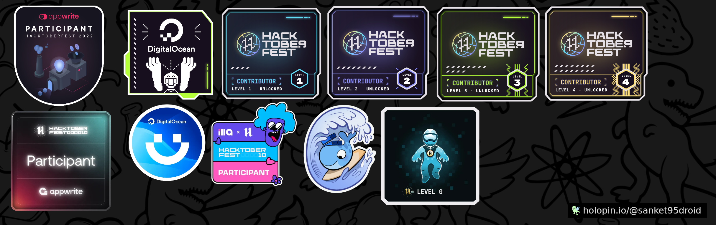 An image of @sanket95droid's Holopin badges, which is a link to view their full Holopin profile