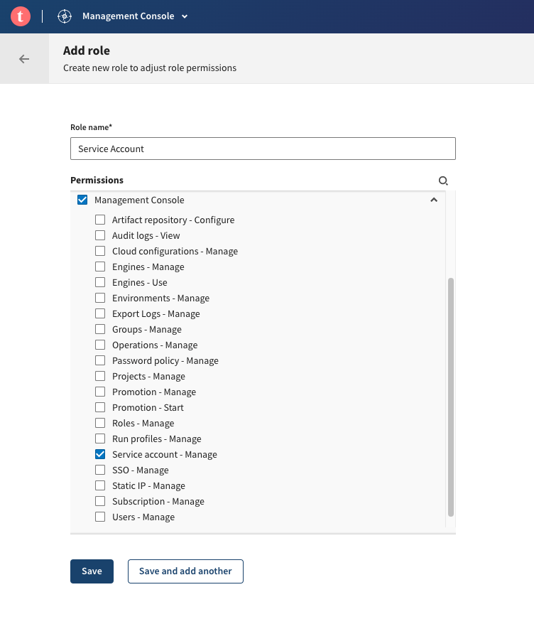 Talend Management Console - Service Account Role