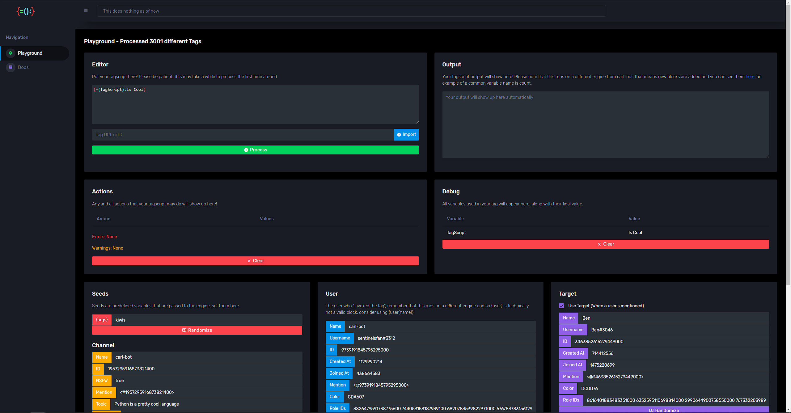 bTagScript Playground