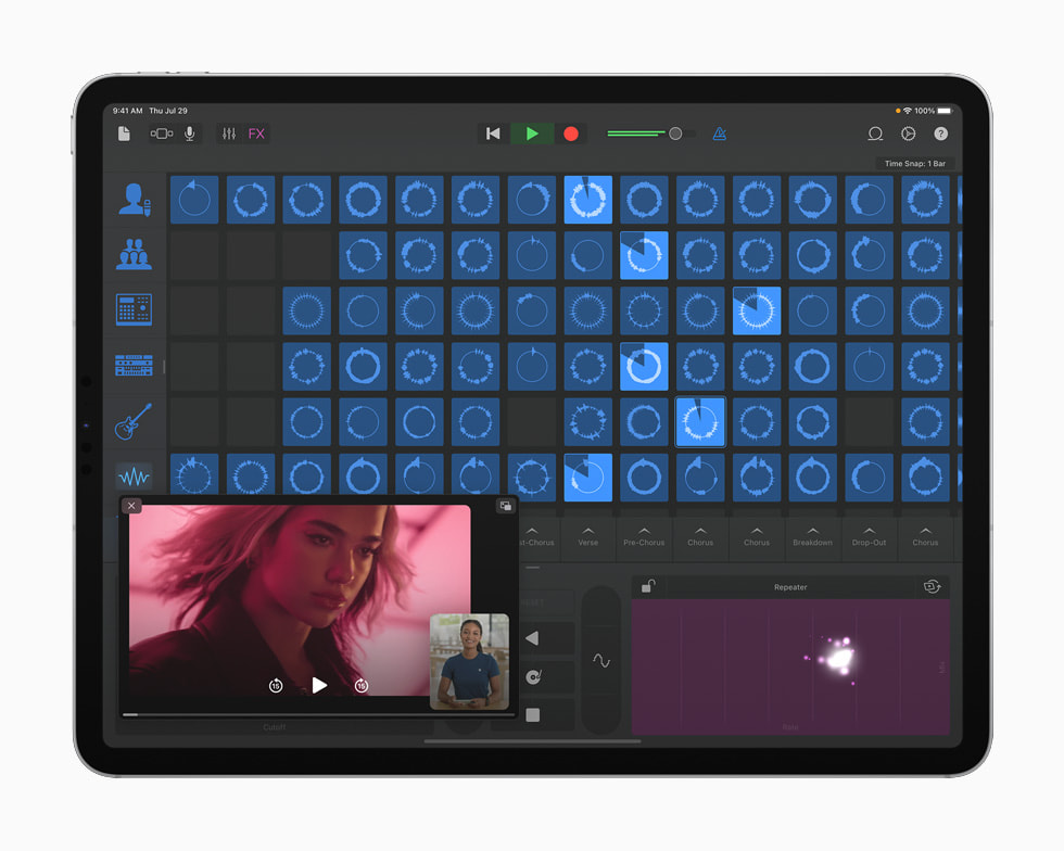 Dua Lipa’s Remix Session in the GarageBand app, displayed on iPad Pro.