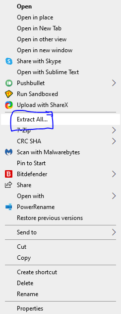 Extract Context Menu