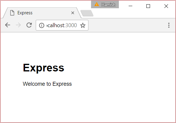 generated Express app at http://localhost:3000/