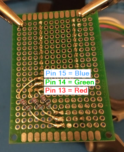 RGB led soldered to Teensy