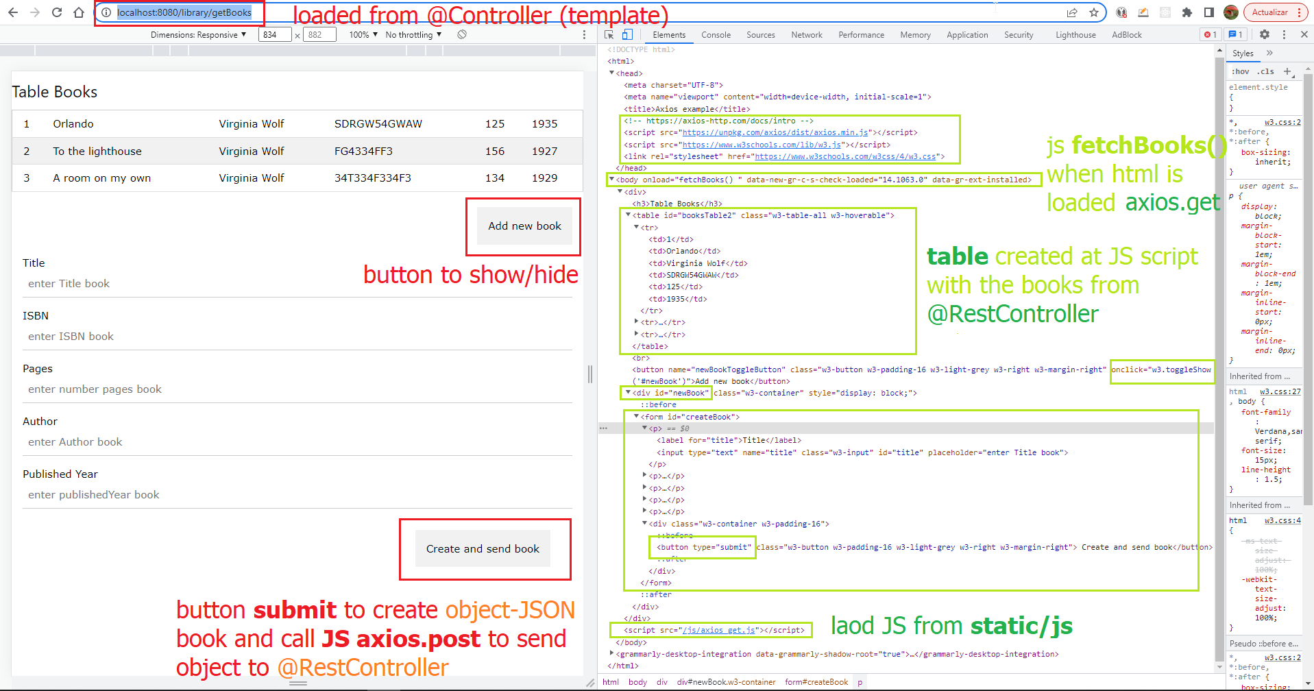 Axios.post and better table