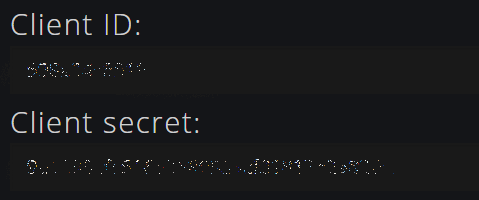 Client Id and Client Secret page