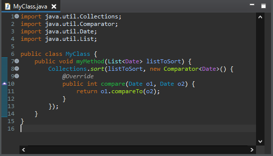 implicit comparator before