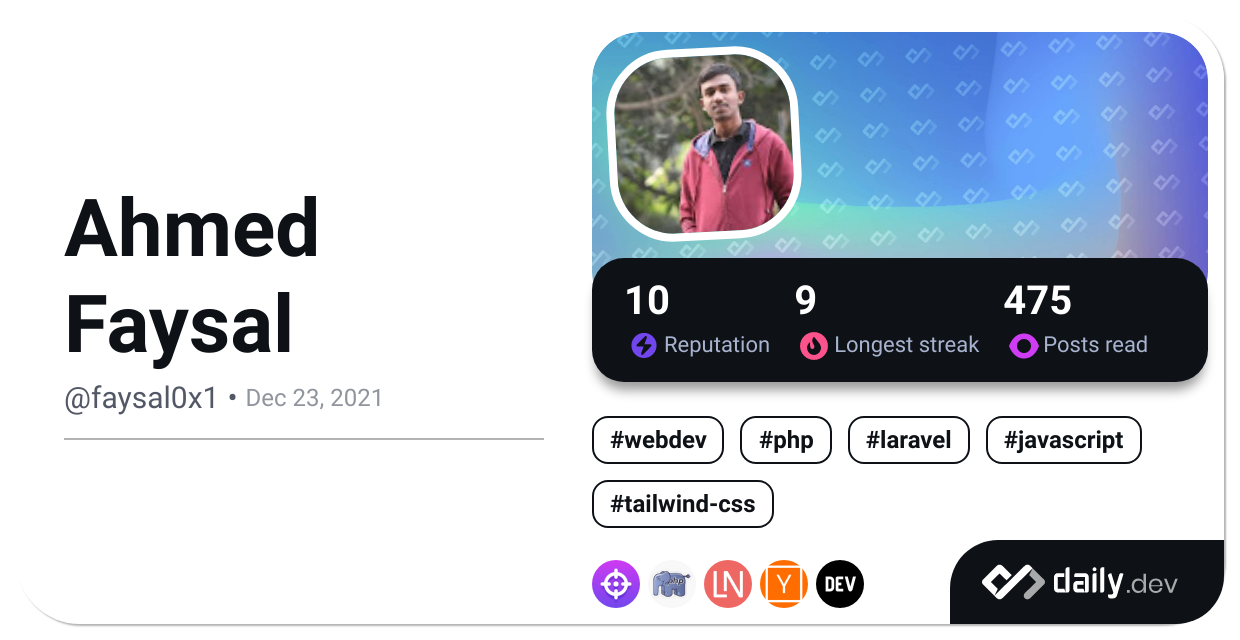 Ahmed Faysal's Dev Card