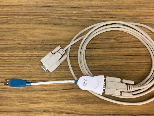 USB-to-RS232 and straight-through serial cable