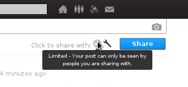 Limited - your post can only be seen by people you are sharing with