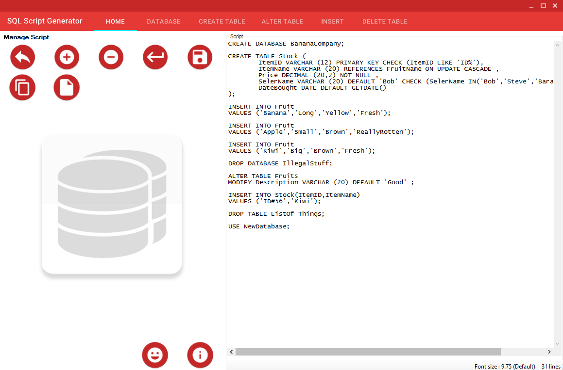 SQL SCRIPT GENERATOR