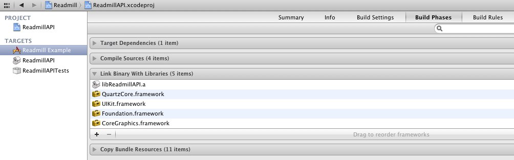 Link binary with libReadmillAPI library