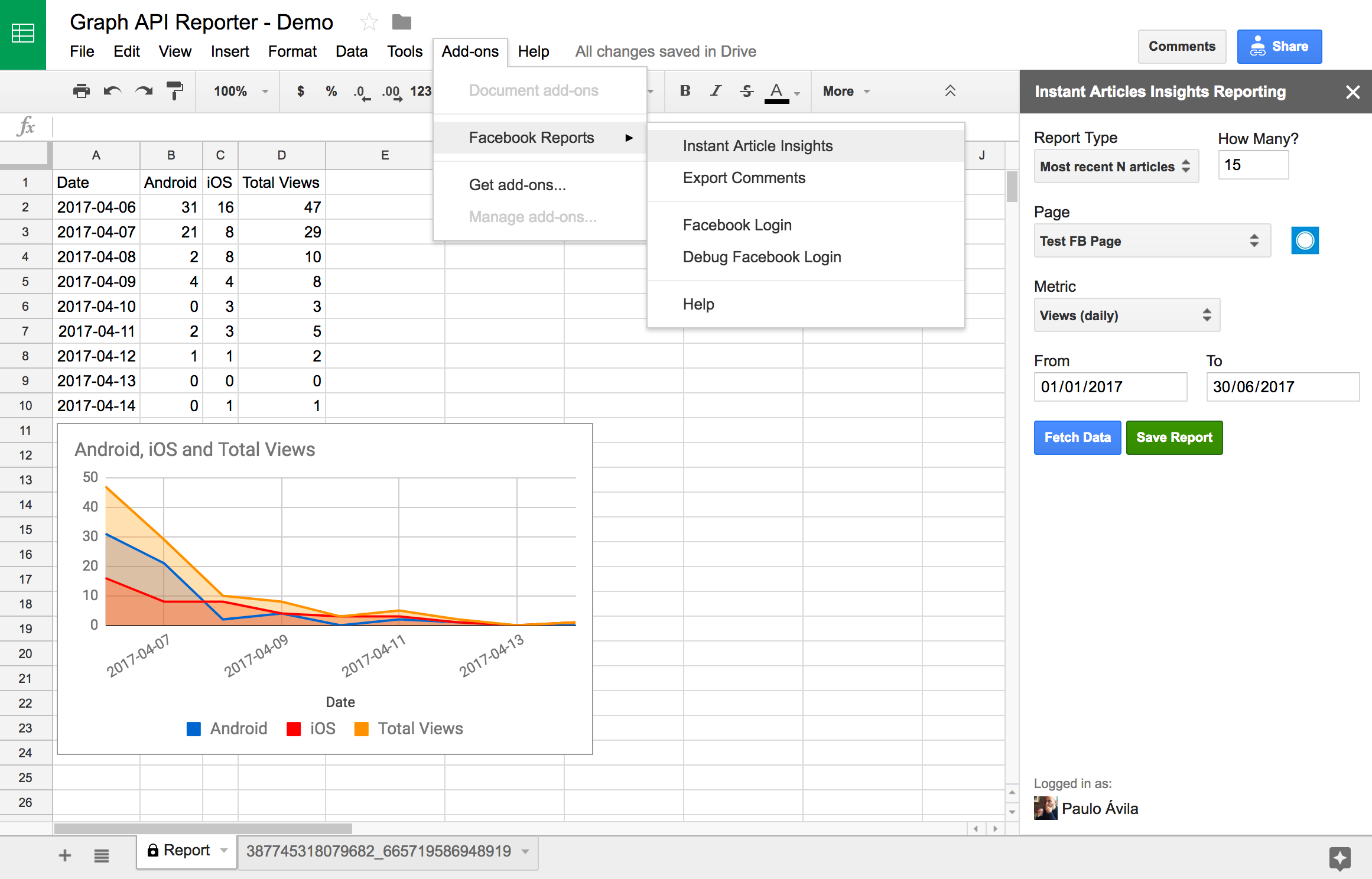 Demo of the Data Vu Widget in action