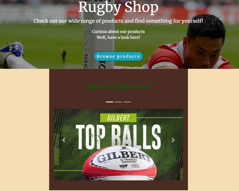 Rugby Shop Homepage