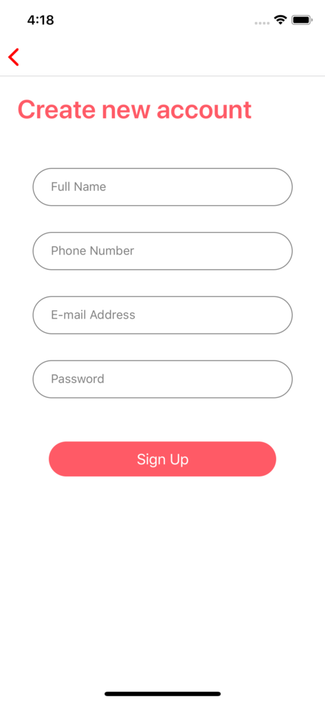 registration screen firebase react native