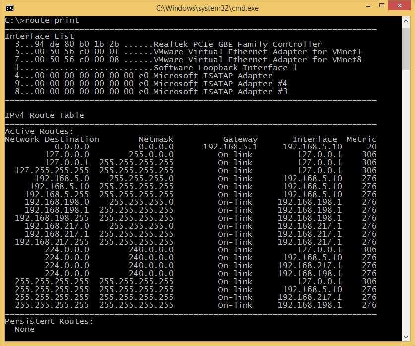 Routing table