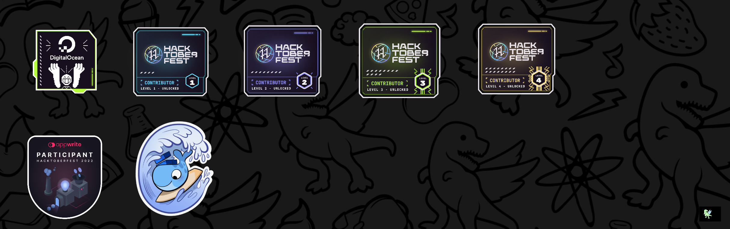 An image of @kareem96's Holopin badges, which is a link to view their full Holopin profile