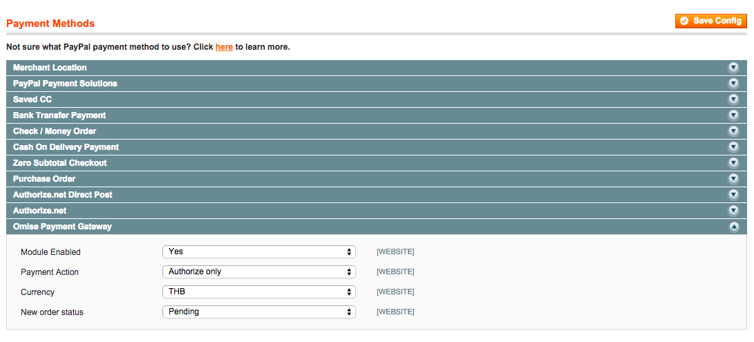 Magento's configuration Menu