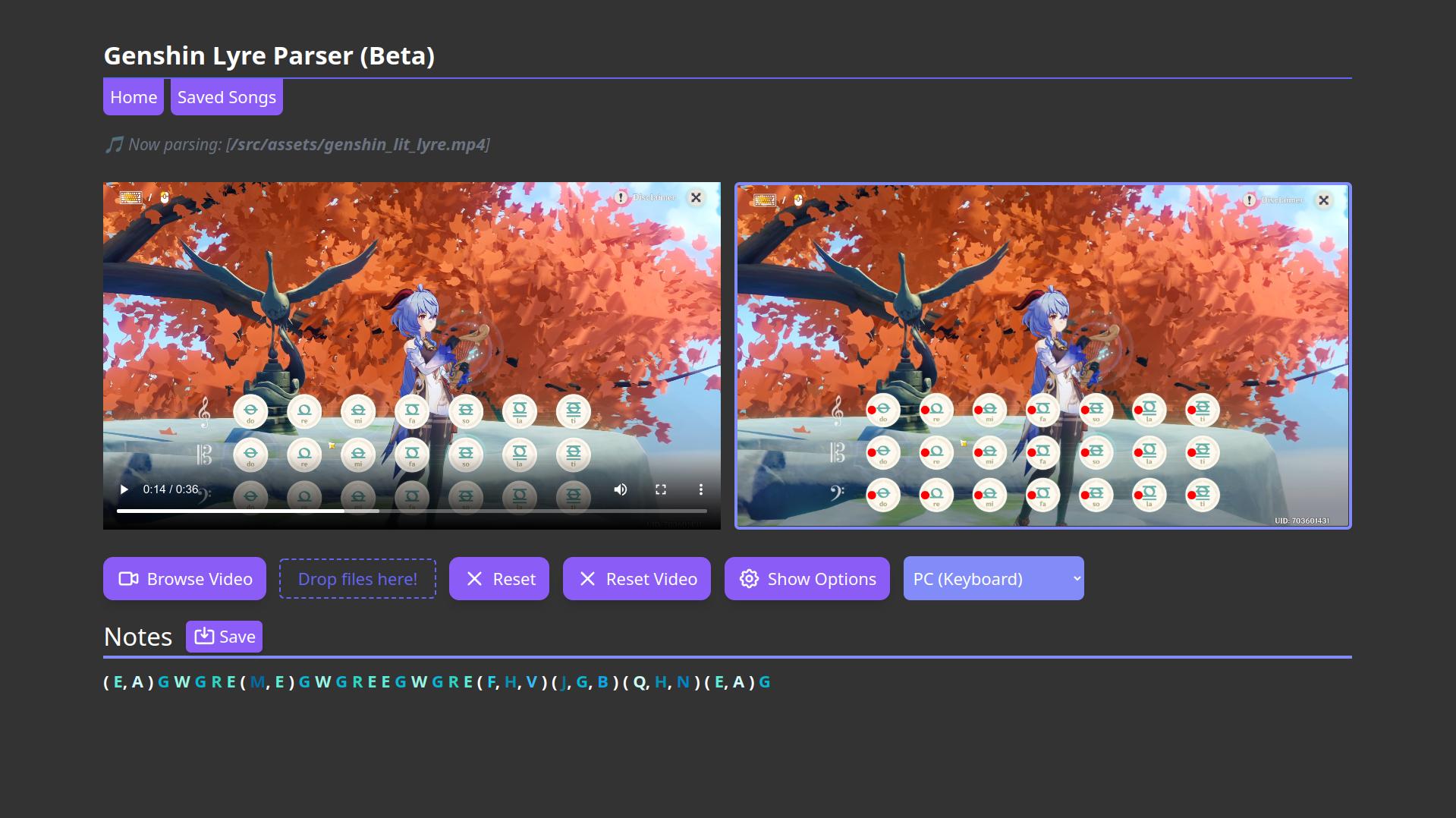 Genshin Lyre Parser Screenshot