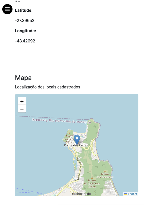 App Screenshot Mapa e Responsividade