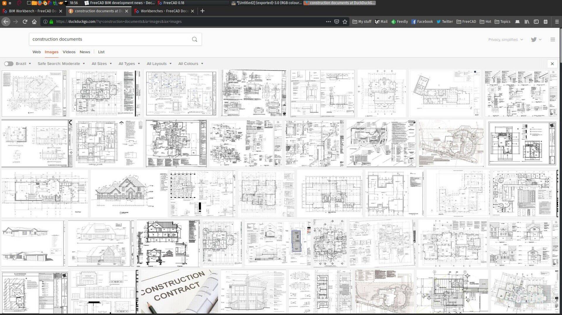 screenshot of an internet search for construction documents