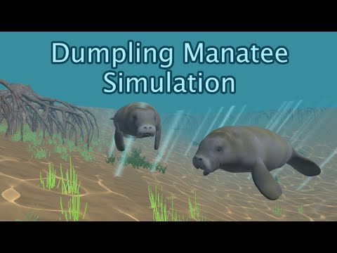 Two manatees underneath the game's title