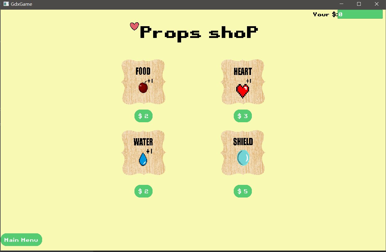 Props store screen