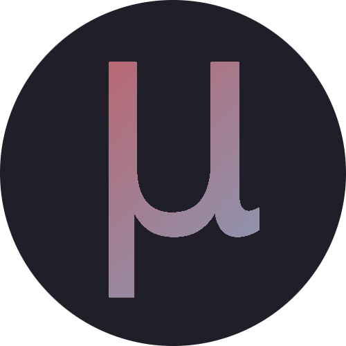 upub logo: greep mu letter with blue and pink-reddish gradient