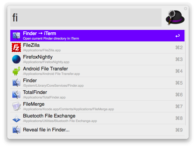 Terminal → Finder