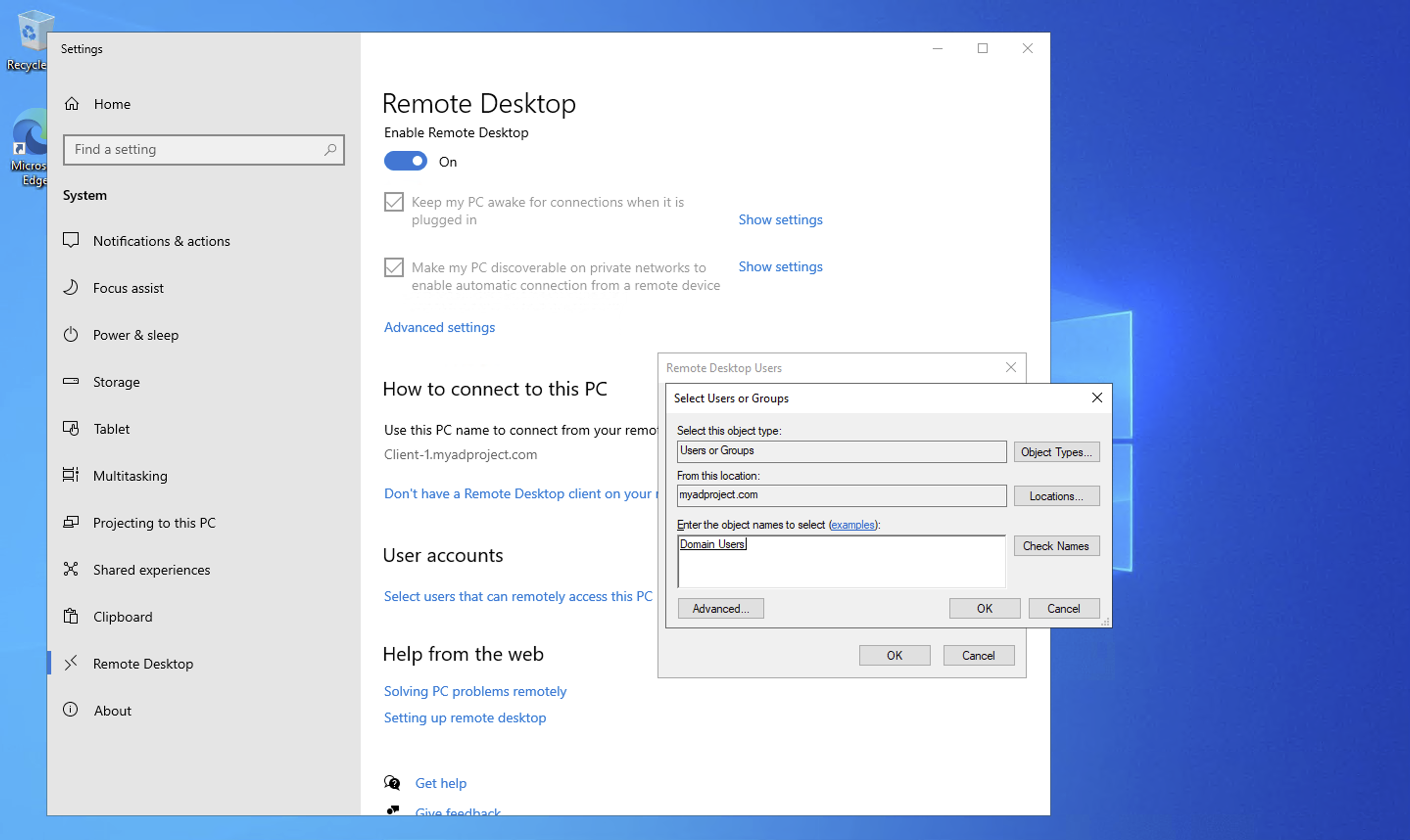 remote desktop setup