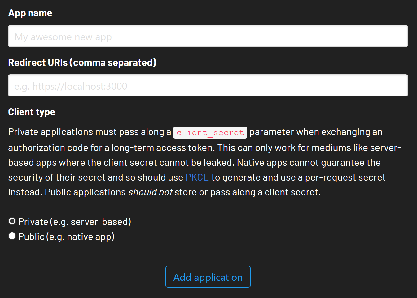 Add an OAuth application