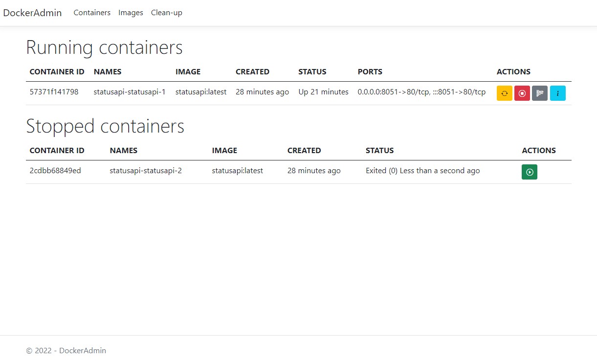 DockerAdmin web interface project