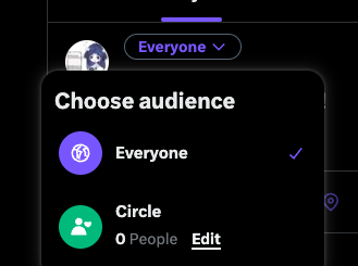 Screenshot of the 'Circles' tweet button