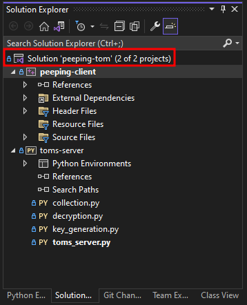 Visual Studio Solutions Explorer