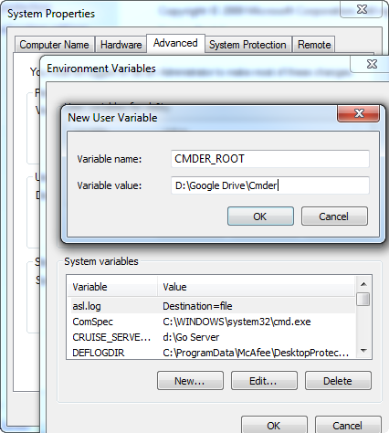 System Settings Environment Variable