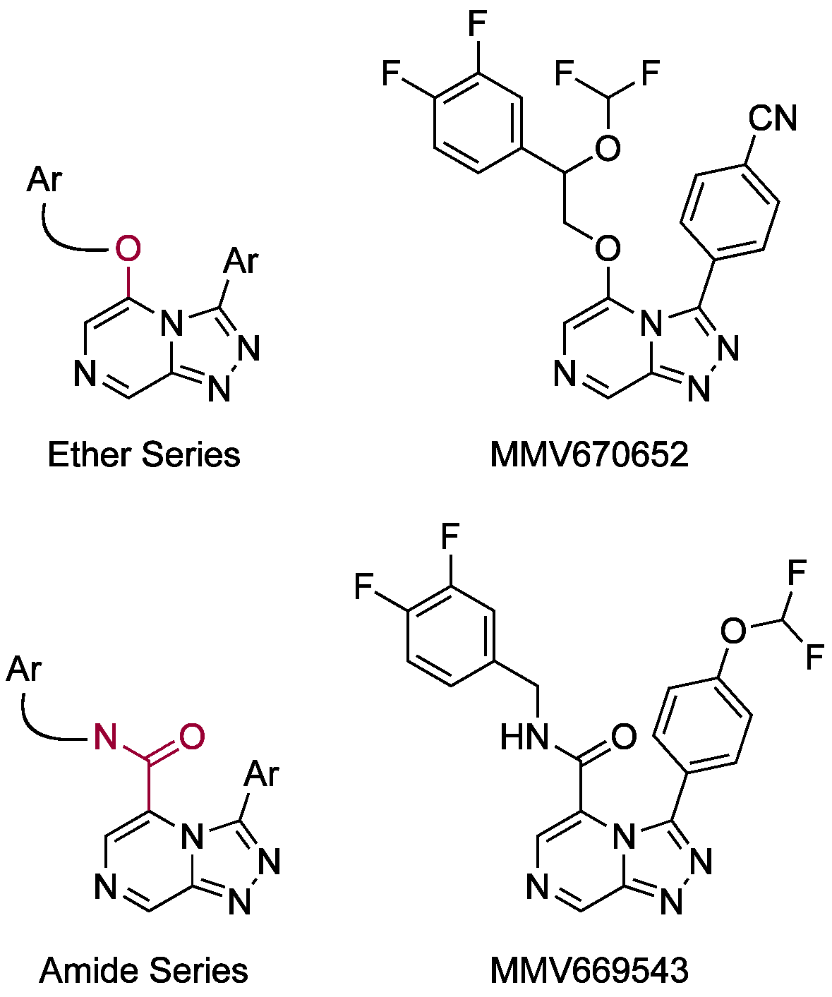 Examples of ether and amide target molecules.