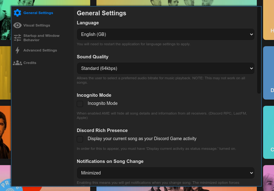 Settings Menu