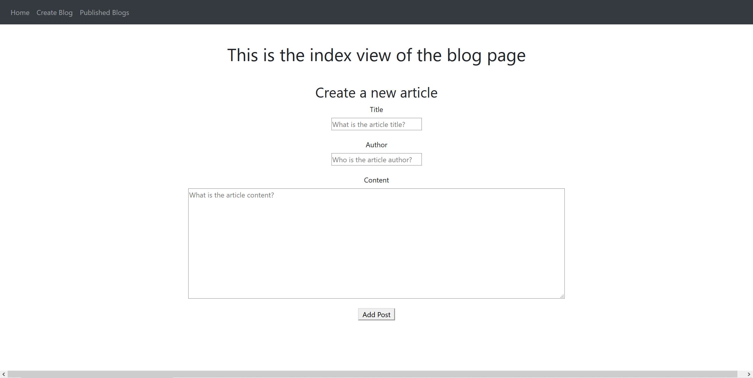 Create Blog Page