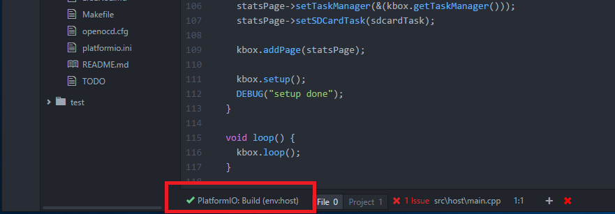 PlatformIO environment selector in Atom