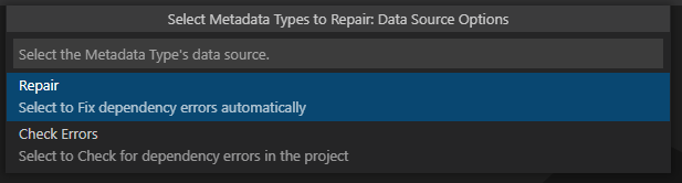 Repair Dependencies Options