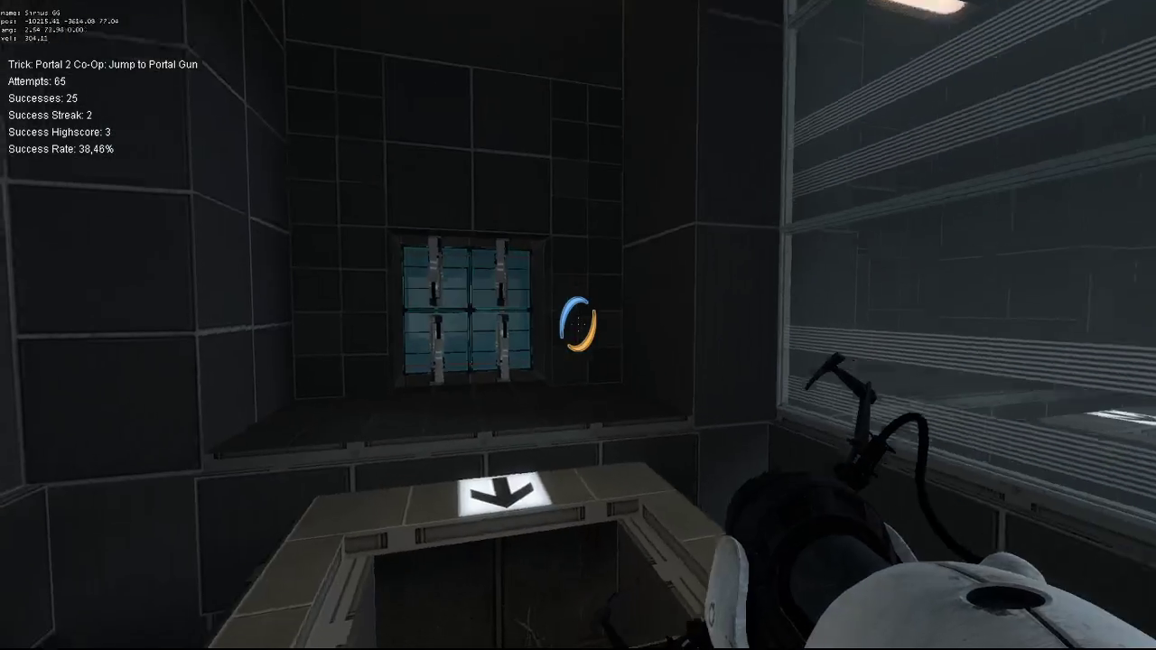 Usage example in Portal 2 in upper left corner