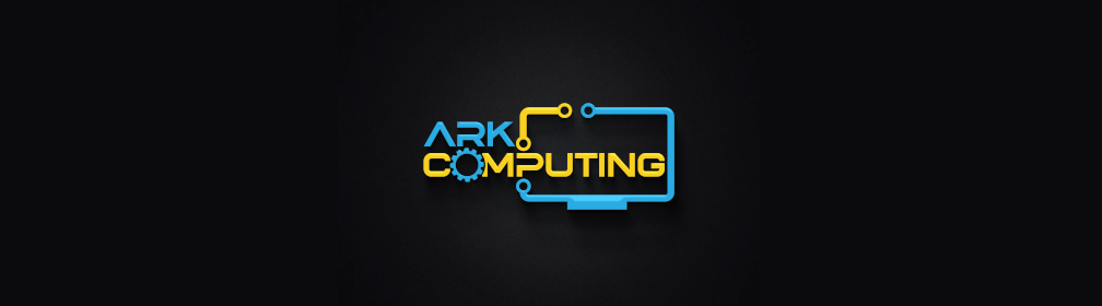 Image of Ark Computing's official logo over a black background, stretched across the top of the page.