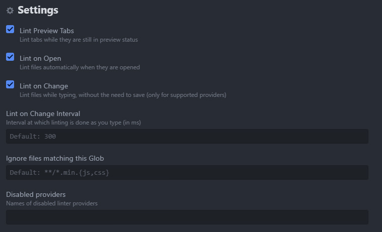 Image of Linter settings