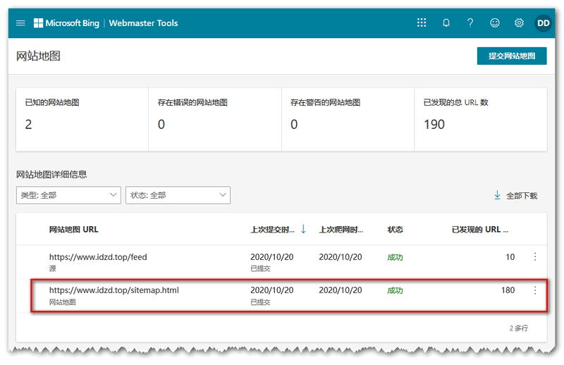 Bing站长工具正常收录