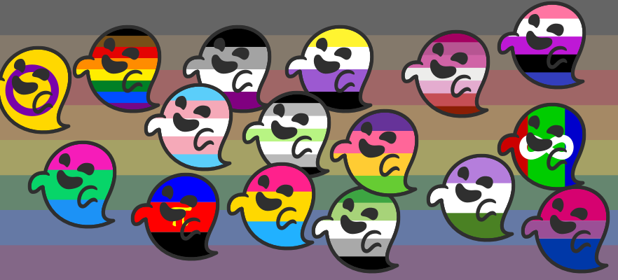 All of the various pride flags included as ghosts