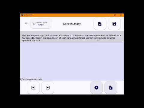 Screencast of Speech Jokey showing user interface options and different synthetic voices