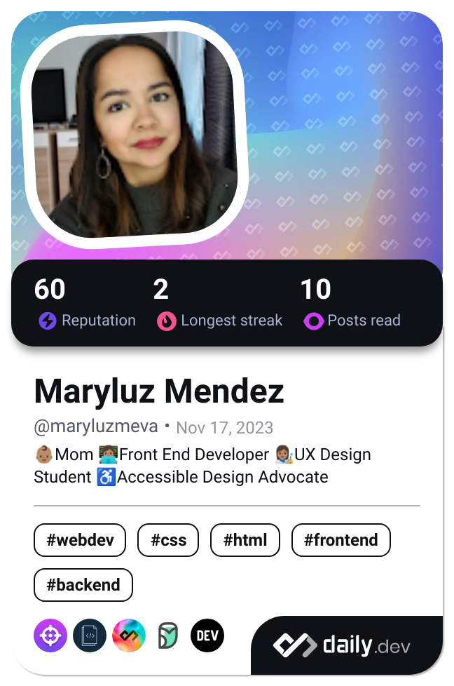 Maryluz Mendez's Dev Card