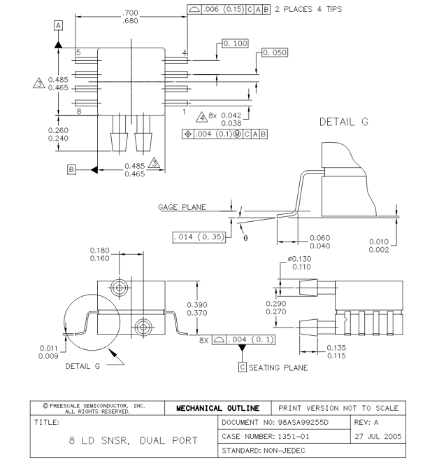 Pressure Sensors dimensions