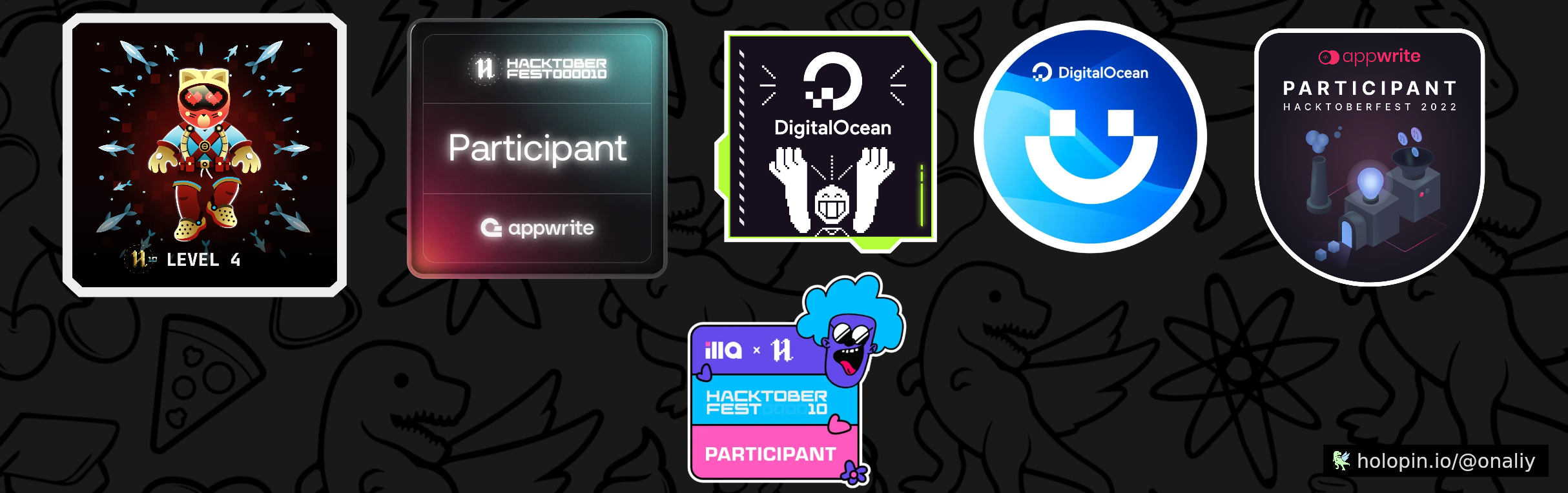 An image of @onaliy's Holopin badges, which is a link to view their full Holopin profile