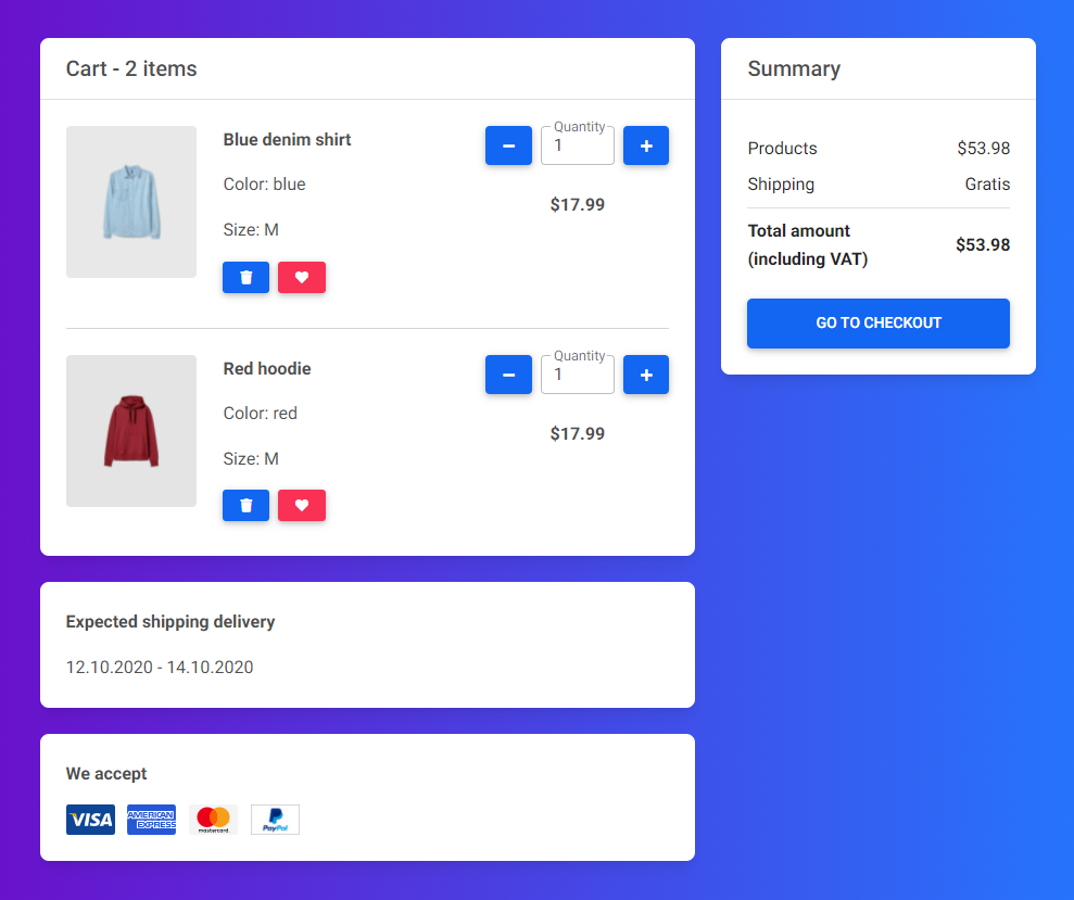 React Bootstrap 5 Shopping Carts