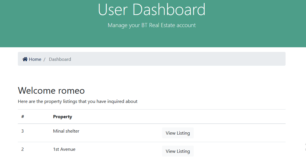 User Dashboard